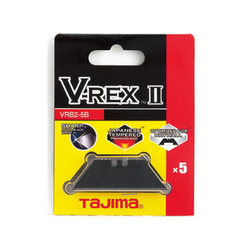 TAJIMA TOOL V-REX™ II, premium tempered steel utility knife blades, 5-blade pack