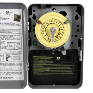 Intermatic 24-Hour Mechanical Time Switch, 120 VAC, 60Hz, SPST, Indoor Metal Enclosure, 1 Hour Interval