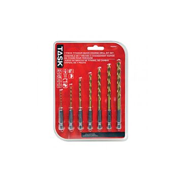 TASK® 1/16 in 3/32 in 1/8 in 5/32 in 3/16 in 7/32 in 1/4 in Hex High Speed Steel Drill Bit Set
