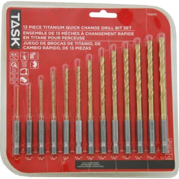 TASK® 1/16 - 1/4 in High Speed Steel Titanium Nitride Coated Drill Bit Set