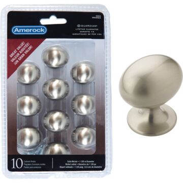 Amerock Everyday Heritage Oval Satin Nickel Cabinet Knob (10-Pack)