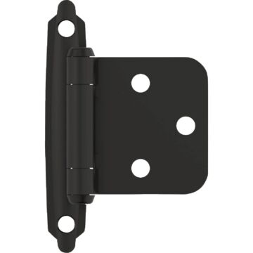 Amerock Variable Overlay Self-Closing Face-Mount Cabinet Hinge (Matte Black - 10pk) 3/8 in.