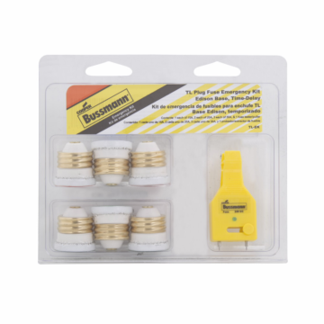 Bussmann Eaton Bussmann series Type TL emergency fuse kit, emergency Fuse Kit, edison base plug fuse kit, Kit contains (3 ea.) 30 A, (2) 20 A, (1) 15 A, FT-3 Fuse tester, TL series