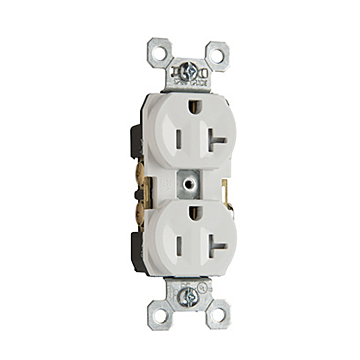 Pass & Seymour 20A 125V Specification Grade Tamper-Resistant Duplex Receptacle, Back and Side Wire, White
