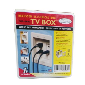 Arlington® Non-Metallic White TV Wall Box