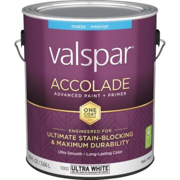 Valspar Accolade Premium Acrylic Paint & Primer (Matte - Ultra White Base) 1 gal