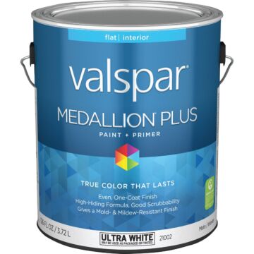 Valspar Medallion Plus Interior Paint & Primer (Flat - Ultra White) 1 gal