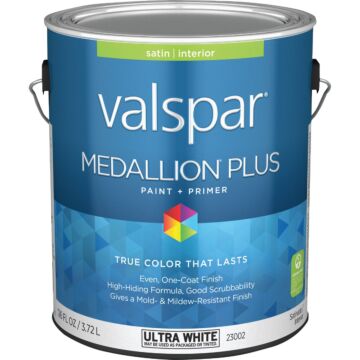 Valspar Medallion Plus Interior Paint & Primer (Satin - Ultra White) 1 gal