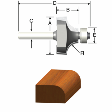 Vermont American 1/16 In. x 5/16 In. Carbide Tipped Roundover / Beading Bit
