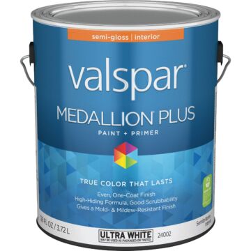 Valspar Medallion Plus Interior Paint & Primer (Semi-Gloss - Ultra White) 1 gal