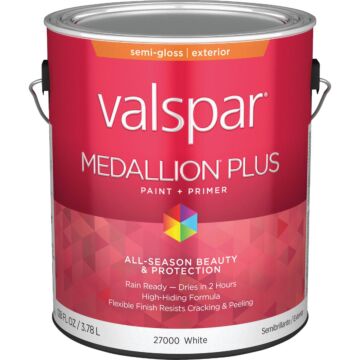 Valspar Medallion Plus Exterior Paint & Primer (Semi-Gloss - White) 1 gal
