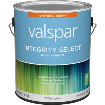 Valspar  Valspar Integrity Select Paint & Primer Semi-Gloss Interior Paint, White, 1 Gal.