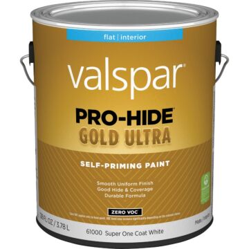 Valspar Pro-Hide Gold Ultra Self-Priming Interior Wall Paint (Flat - Super-One Coat White) 1 gal