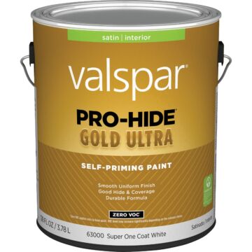 Valspar Pro-Hide Gold Ultra Self-Priming Interior Wall Paint (Satin - Super-One Coat White) 1 gal