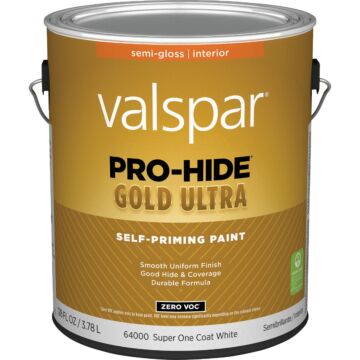 Valspar Pro-Hide Gold Ultra Self-Priming Interior Wall Paint (Semi-Gloss - Super-One Coat White) 1 gal