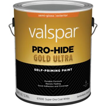 Valspar Pro-Hide Gold Ultra Latex Self-Priming Exterior Paint (Semi-Gloss - White) 1 gal