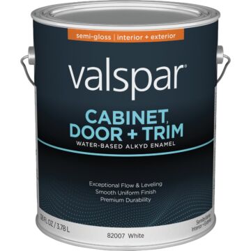 Valspar Cabinet Door & Trim Waterborne Alkyd Semi-Gloss Interior/Exterior Enamel, White Base, 1 Gal.