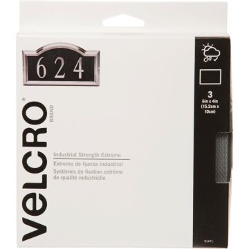 Velcro VELCRO Brand Industrial Strength Extreme Black 4 In. x 6 In. Adhesive Hook & Loop Strip (3 Ct.)
