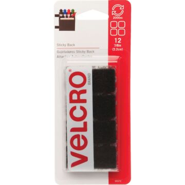 Velcro VELCRO Brand 7/8 In. Black Hook & Loop Square (12 Ct.)