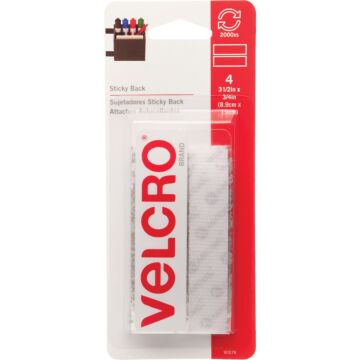 Velcro VELCRO Brand 3/4 In. x 3-1/2 In. White Sticky Back Hook & Loop Strips (4 Ct.)