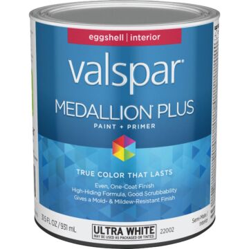 Valspar Medallion Plus Premium Interior Paint & Primer (Eggshell - Ultra White) 1 qt.