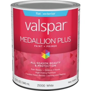 Valspar Medallion Plus Premium Exterior Paint & Primer (Flat - White) 1 qt.