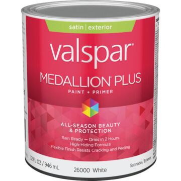 Valspar Medallion Plus Premium Exterior Paint & Primer (Satin - White) 1 qt.