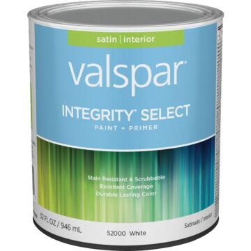 Valspar  Valspar Integrity Select Paint & Primer Satin Interior Paint, White, 1 Qt.