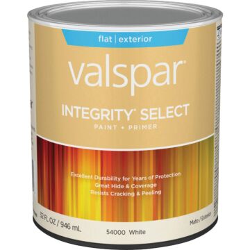Valspar Integrity Select Flat Paint & Primer Exterior Paint, White, 1 Qt.