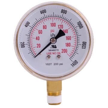 Best Welds® 2 in 200 psi 1/4 in NPT Replacement Pressure Gauge