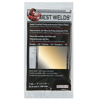 Best Welds® 2 x 4-1/4 in Polycarbonate Shade 10 Rectangular Filter Plate