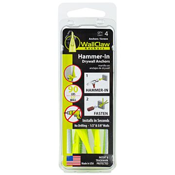 WallClaw Anchors Wall-Claw Drywall Anchor (Green - 4 pk) #8 x 1-1/4 in.