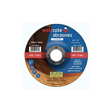 Weldcote 4-1/2 in. x 1/4 in. x 7/8 in. T27, ZA24-N-BF Grinding Wheel