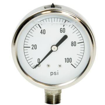 Valley Industries 2-1/2 in 0 - 100 psi 1/4 in MNPT Single Scale Pressure Gauge