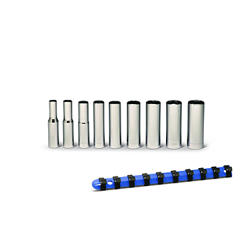 Wright Tool 1/4" Drive 9 Piece Set - 6 Point Deep Metric Sockets, 5mm - 13mm