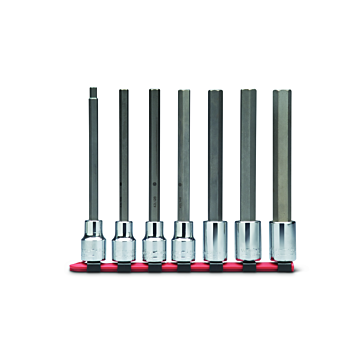 Wright Tool 3/8" Drive 7 Piece Set - Hex Bit Sockets w/Long Length Bit, 1/8" - 3/8"