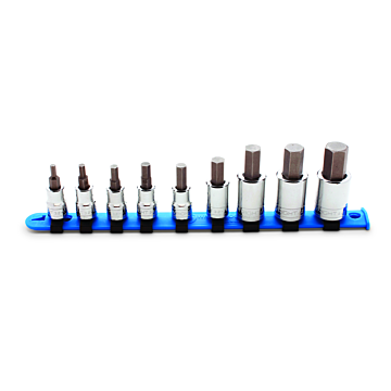 Wright Tool 3/8" & 1/2" Drive 9 Piece Set - Hex Bit Sockets w/Standard Metric Bit, 4mm -17mm