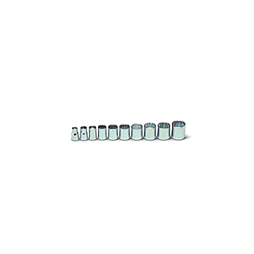 Wright Tool 3/8" Drive 10 Piece Set - 12 Point Standard Sockets, 5/16" - 7/8"