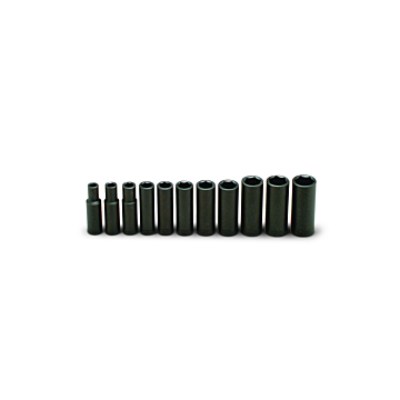 Wright Tool 1/2" Drive 11 Piece Set - 6 Point Deep Impact Sockets, 3/8" - 1"