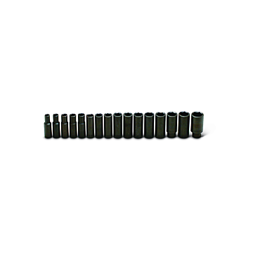 Wright Tool 1/2" Drive 16 Piece Set - 6 Point Deep Metric Impact Sockets, 10mm - 27mm