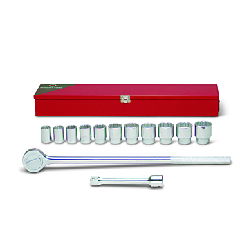 Wright Tool 3/4" Drive 13 Piece Metal Boxed Set - 12 Point Standard Sockets, 7/8" - 1-5/8", Ratchet, 8" Extension