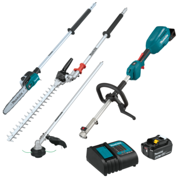 Makita 18V LXT® Brushless Couple Shaft Power Head Kit w/ String Trimmer, Pole Saw, & Articulating Hedge Trimmer Attachments (4.0Ah)