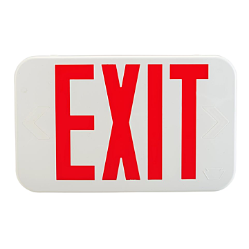 Keystone Exit Sign, Style 1, Single- or Double-Facing with Red or Green Switchable Lettering, White