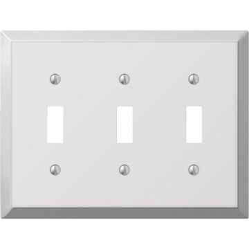 Amerelle 3-Gang Stamped Steel Toggle Switch Wall Plate, Polished Chrome