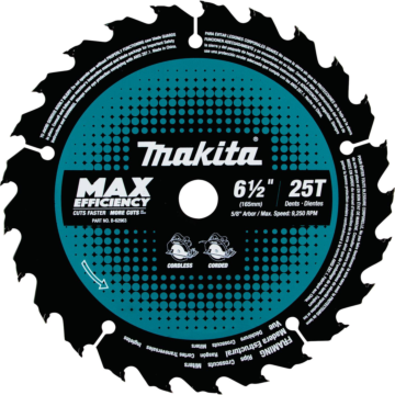 Makita 6-1/2" 25T Carbide-Tipped Max Efficiency Circular Saw Blade, Framing