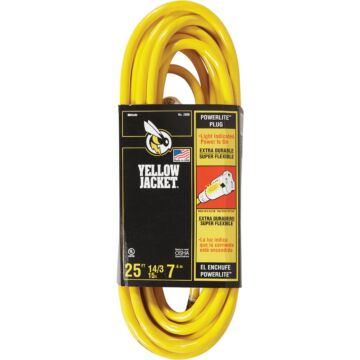 Yellow Jacket 25 Ft. 14/3 Indoor/Outdoor Extension Cord with PowerLite Plug