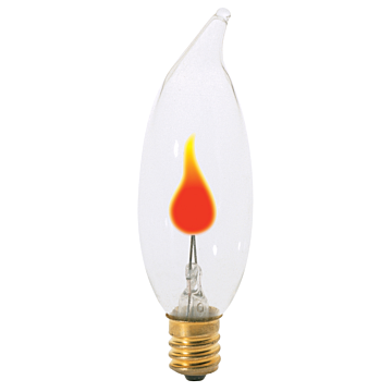 Satco 3 Watt CA8 Incandescent - Clear - 1000 Average rated hours - Candelabra base - 120 Volt - Carded