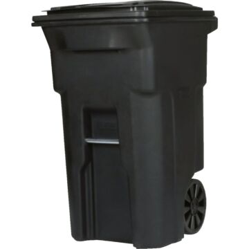 Toter 64 Gal. Black Outdoor Trash Can With Attached Lid and Wheels