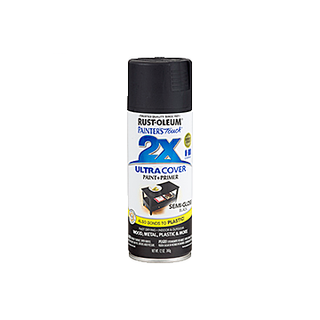 Rust-Oleum Painter's Touch 2X Ultra Cover 12 Oz. Semi-Gloss Paint + Primer Spray Paint, Black