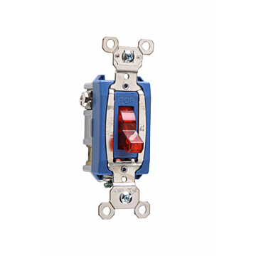 Industrial Extra Heavy Duty Specification Grade Switch, Lighted When On, Back and Side Wire, Red